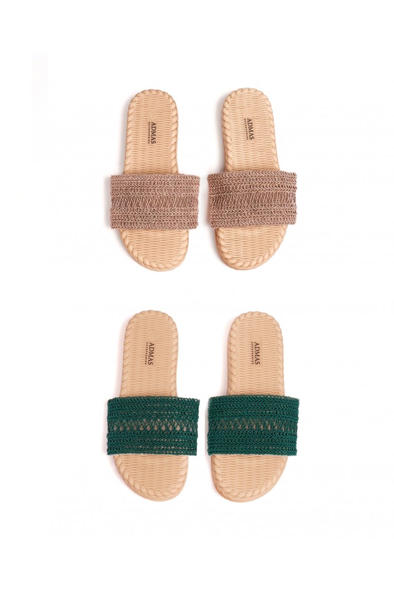 SANDALIA CROCHET VERDE O BEIGE